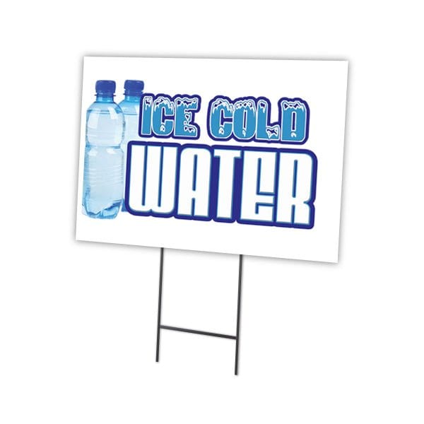 Signmission Ice Cold Water Yard Sign & Stake outdoor plastic coroplast window, C-1216 Ice Cold Water C-1216 Ice Cold Water - main